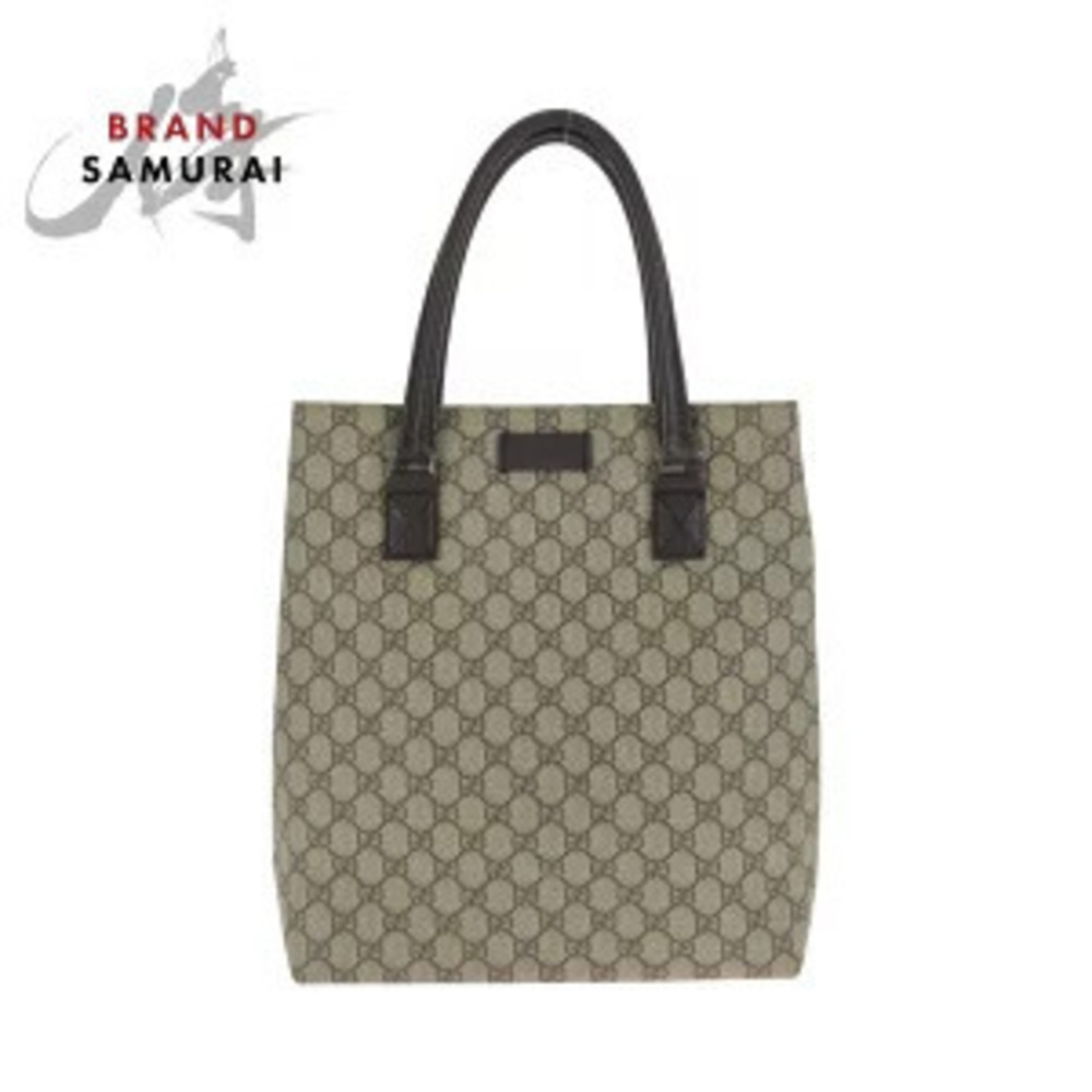 Gucci Brown Dark Tote Bag Shoulder GG Supreme Canvas Leather
